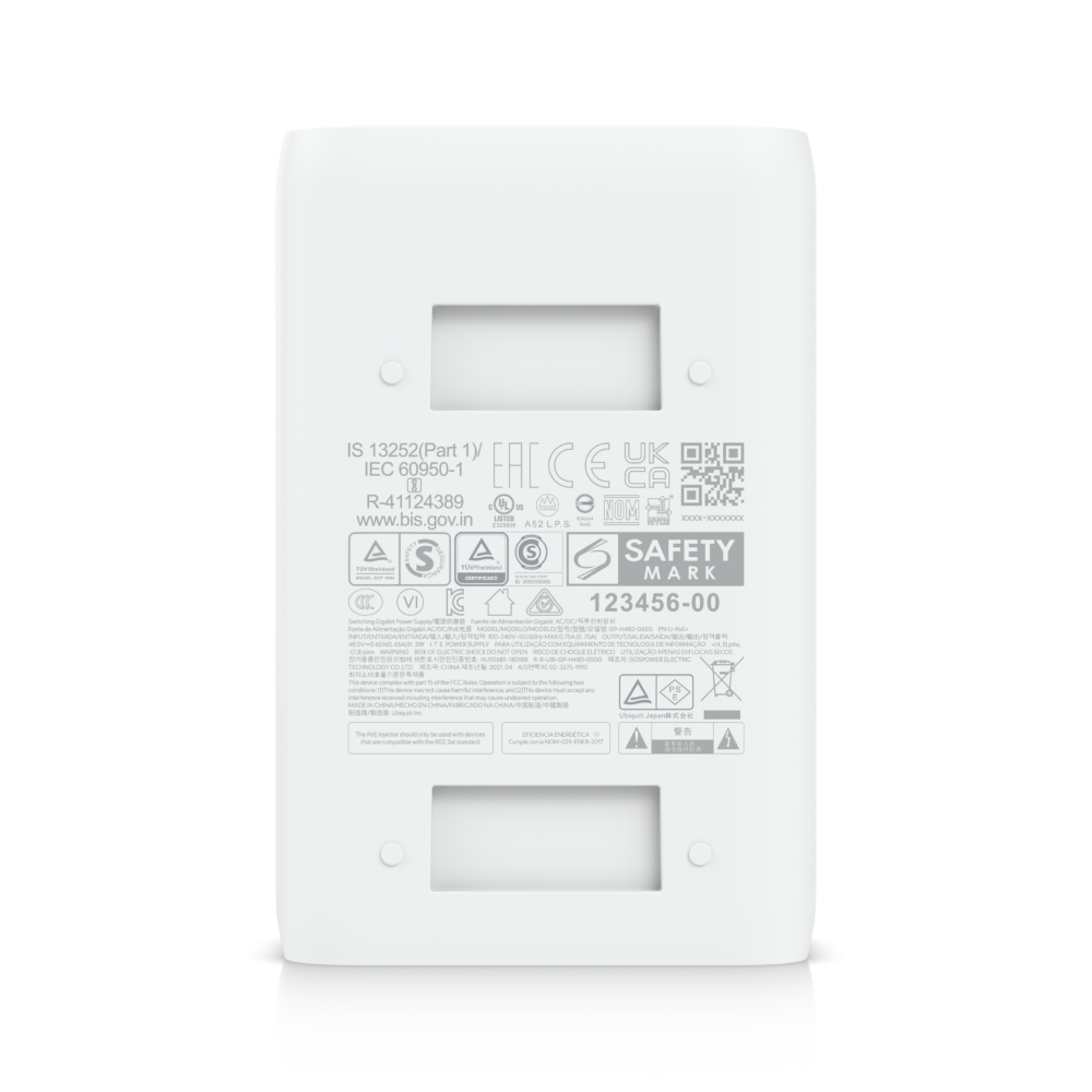 Ubiquiti Gigabit U-POE-AT Injektor max. 30W PoE+ 802.3at Power Injector LAN Weiß - icomtech